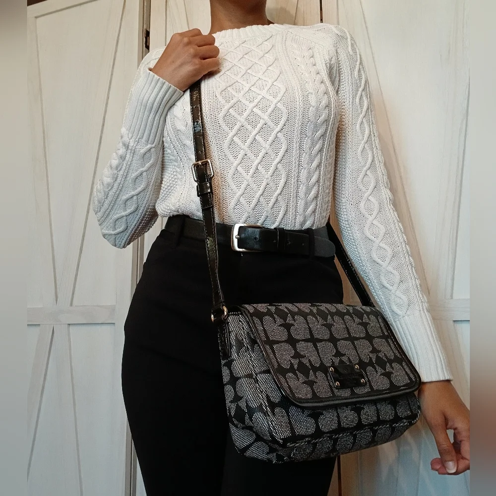 Kate Spade Pebbled Leather "Ace Of Spades" Monogram Adjustable Crossbody Bag - Picture 2 of 10